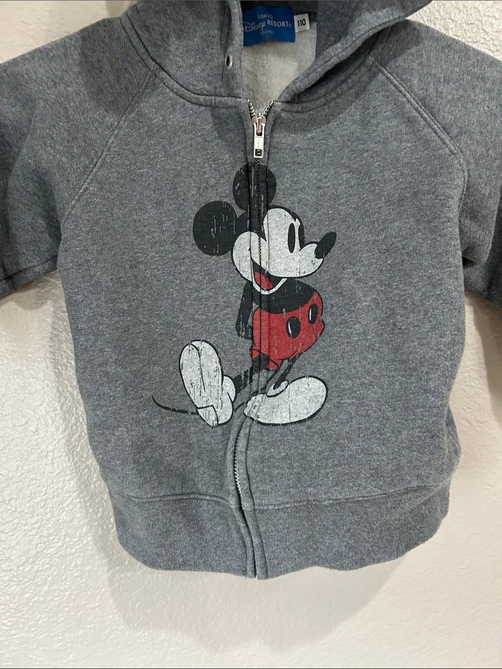 Disney Gray Mickey Mouse Zip-Up Hoodie Hood Ears Sz 110(4T-5T) Casual TC0718